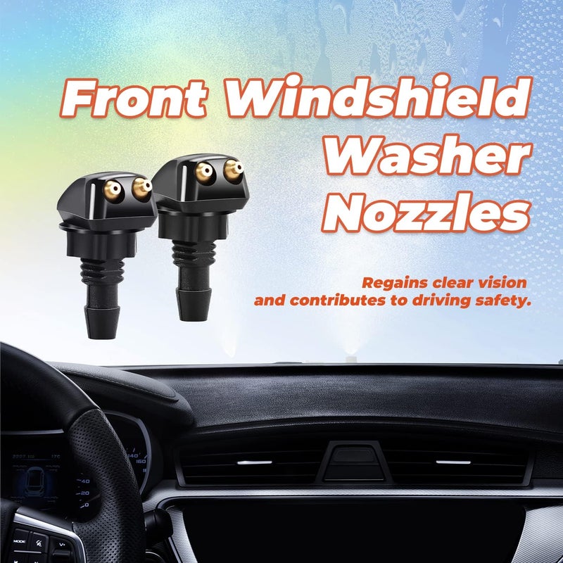 GOOTHX 2pcs Front Windshield Washer Nozzles, Front Windshield Washer Nozzle kit and Fluid Hose, Windshield Washer Nozzles Wiper Spray Fit for Most Cars - Image 4